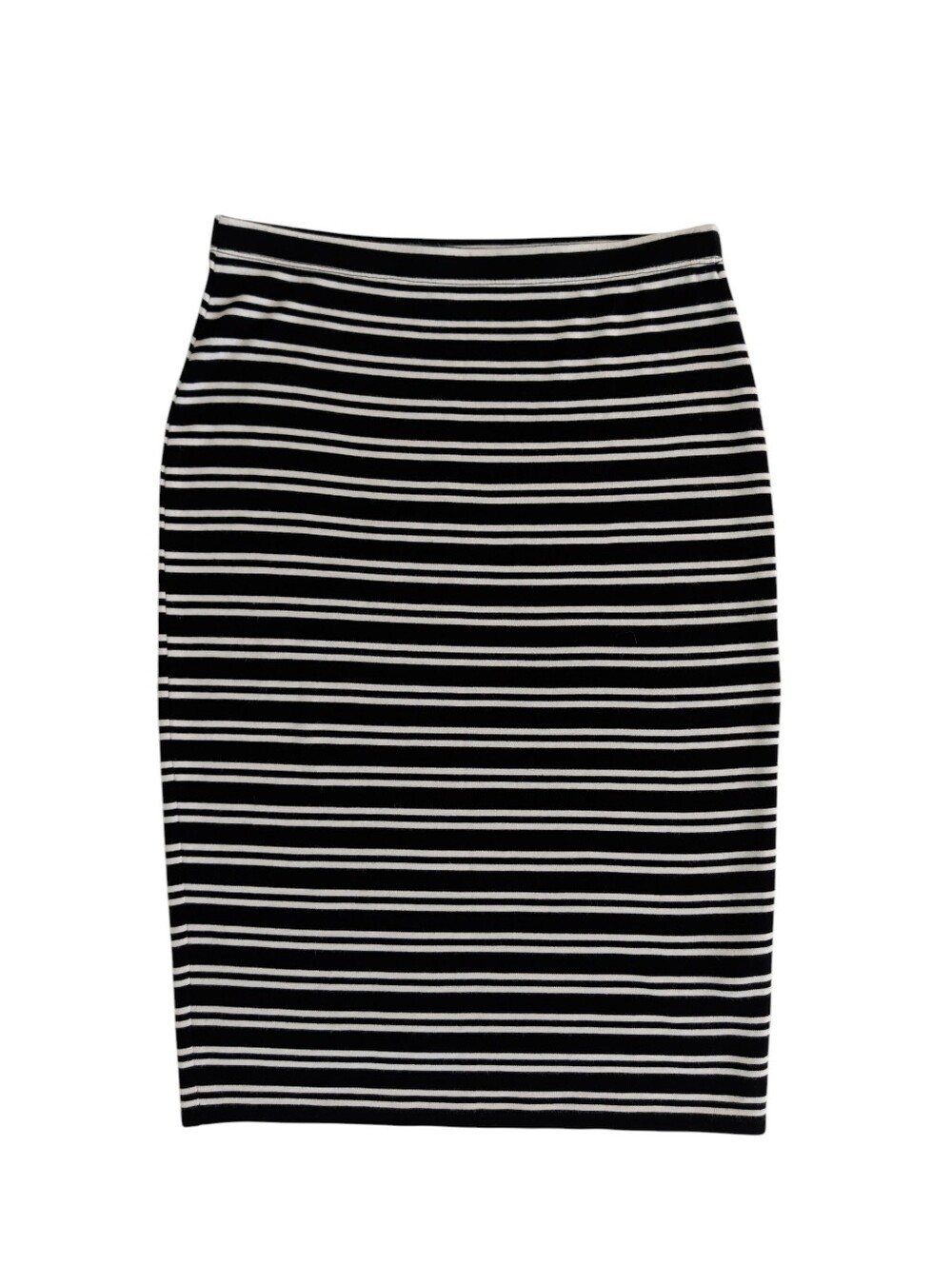 Max Studio Soft Striped Pull On Pencil Skirt SMALL Black White